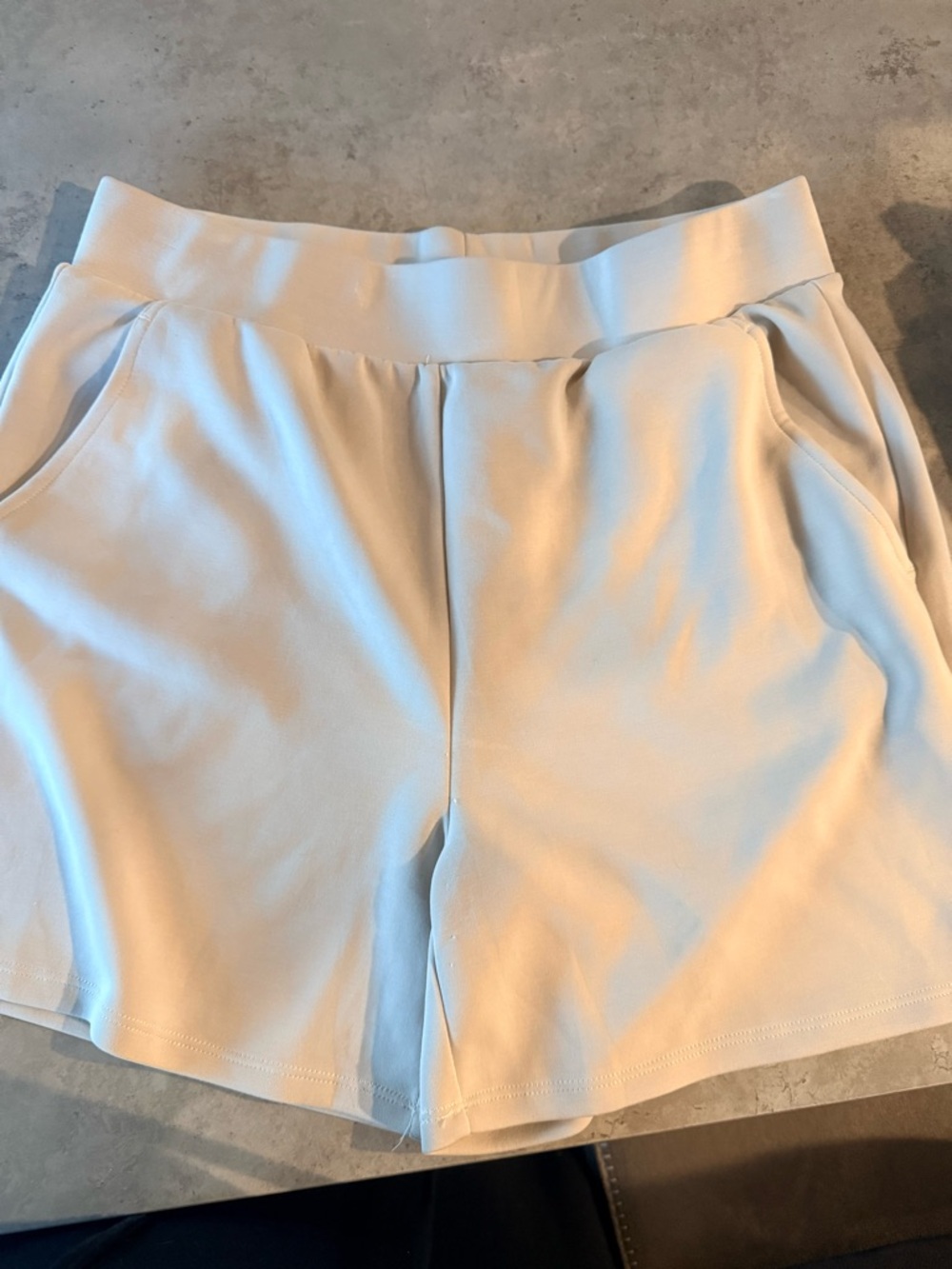 Women's Cream High-Rise Athletic Shorts with Pockets